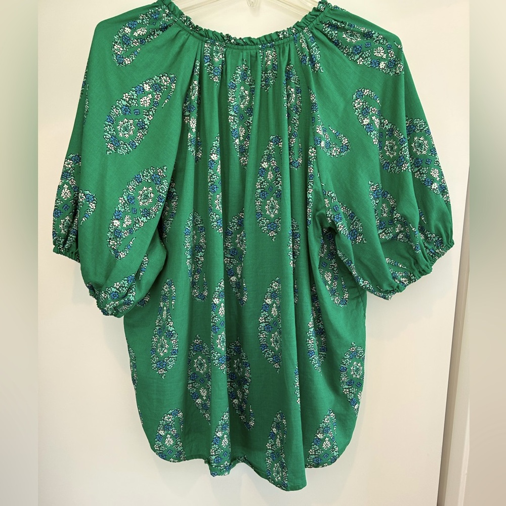 Knox Rose Green Paisley Blouse, L - Picture 2 of 5